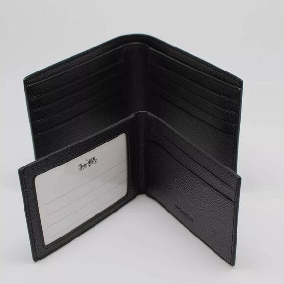 NWT COACH 3 IN 1 Compact ID Bifold Crossgrain Leather Men Wallet in Black F5911 - Picture 3 of 8